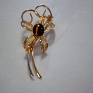 Large vintage tiger eye brooch